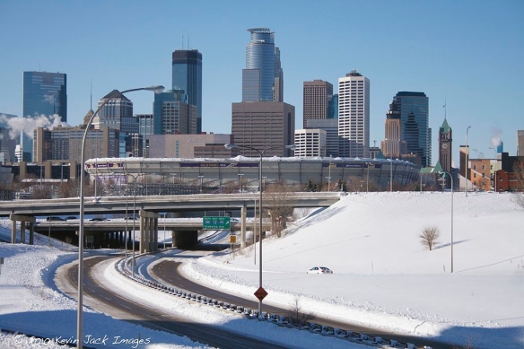 Minneapolis after a 15-inch storm in 2010. The Metrodome roof collapsed under the weight of the snow. Again.