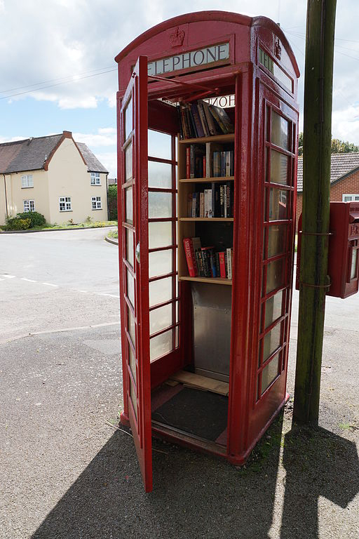 Relevant photo for a change: a phone box library at Wall, Staffordshire. Photo by Oosoom.