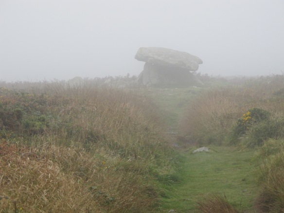 Irrelevant photo: Chun Quoit in the fog. This is an ancient monument near Penzance. No one knows what it purpose was, but it looks a lot like a giant stone ironing board.